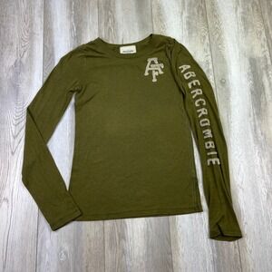 VINTAGE Abercrombie Fitch Shirt Womens Medium Green Babydoll Style Top